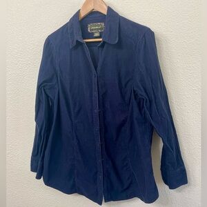 Eddie Bauer Women's Navy Corduroy Shirt, Size 1X